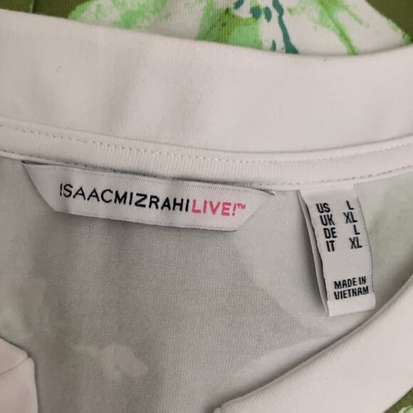 Isaacmizrahi Live Large V Neck Short Sleeve MIdi Green White Floral Summer Dress - Picture 7 of 11